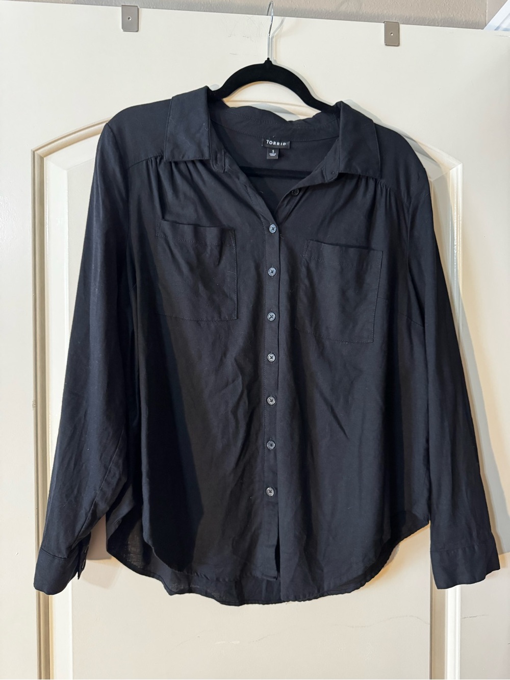 Torrid Black Dress Top Button Down Long Sleeve Shirt 1X